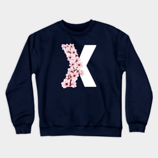 Colorful capital letter X patterned with sakura twig Crewneck Sweatshirt